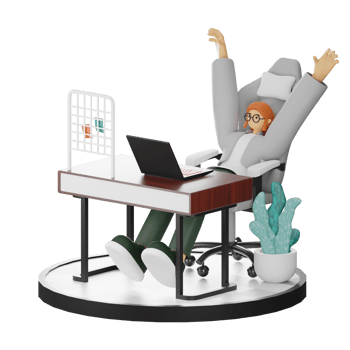 A Teenage Girl's Journey in 3D Illustration at the Computer Desk png