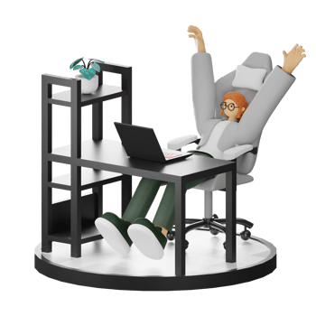 A Teenage Girl's Journey in 3D Illustration at the Computer Desk png