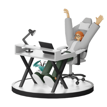 A Teenage Girl's Journey in 3D Illustration at the Computer Desk png