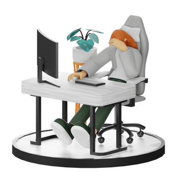 A Teenage Girl's Journey in 3D Illustration at the Computer Desk png