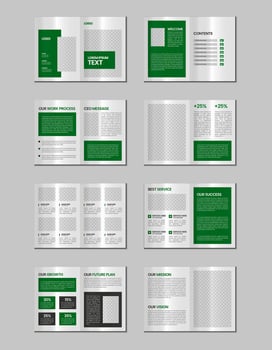 Company profile, multipage flyer brochure, 16 pages portfolio magazine, annual report, catalog and a4 multipage template design vector