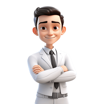 AI generated 3D cartoon man in white suit. Businessman character on transparent background png