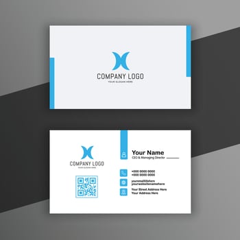 blue and white business card template vector