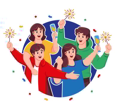 Happy people celebrate New Year and Merry Christmas vector