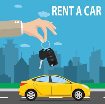 Car seller hand giving key to buyer vector