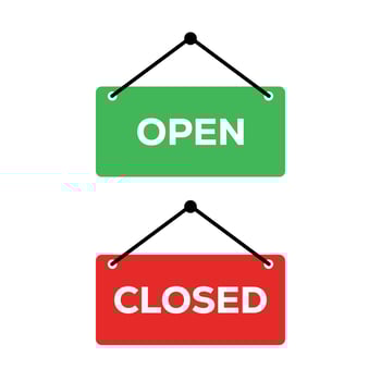 Open and Closed store sign vector. Open and Closed sign board hanging plate. vector