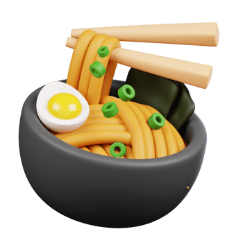 Noodle Bowl with Chopsticks Kitchenware and Cooking icon on transparent background 3d Render png