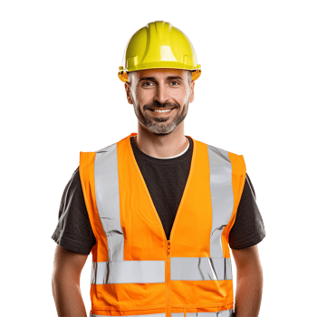 AI generated Male construction worker with helmet isolated on transparent background png