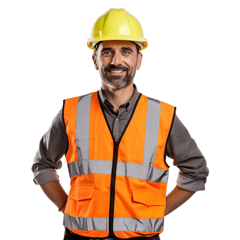 AI generated Male construction worker with helmet isolated on transparent background png