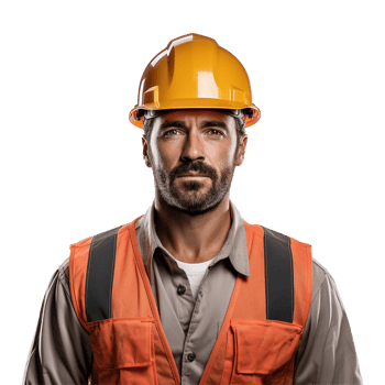 AI generated Male construction worker with helmet isolated on transparent background png