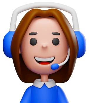 Cartoon friendly woman operator wearing headphone for customer support service 3D rendering illustration png