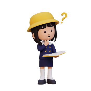 3D girl character get confused when reading a book png