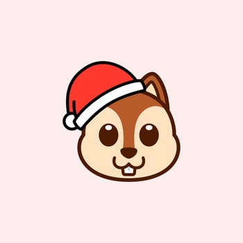 Squirrel Wearing Santa Hat Illustration vector