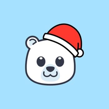 Polar Bear Wearing Santa Hat Illustration vector