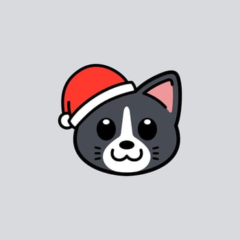 Cat Wearing Santa Hat Illustration vector
