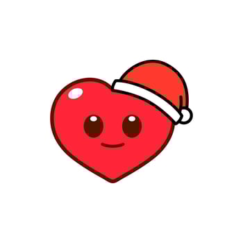 Heart Character Wearing Santa Hat Illustration vector