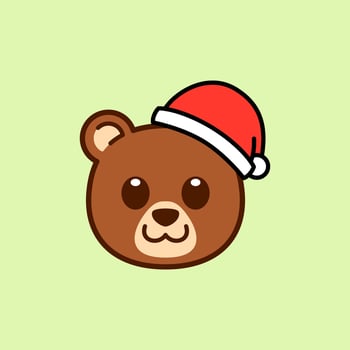 Bear Wearing Santa Hat Illustration vector