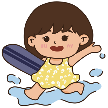 Cute girl surfing illustration png