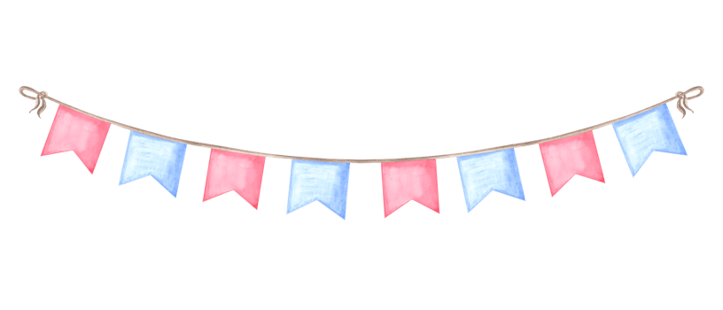 Watercolor garland of colorful flags. Template of festive illustration for birthday and kids party decoration, isolated. Hand drawn clipart for invitations and cards, wedding background, sticker. png