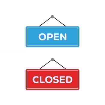 Open and closed signs vector isolated. Open closed door sign. Vector illustration