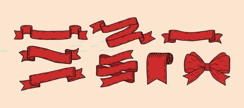 set of ribbon vintage retro style banner vector illustration