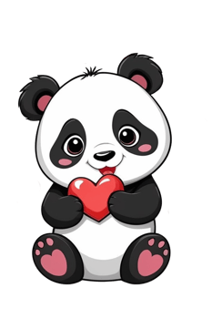 AI generated Panda cute with love heart illustration png