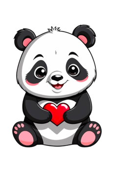 AI generated Panda cute with love heart illustration png