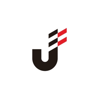 letter j motion flag stripe logo vector