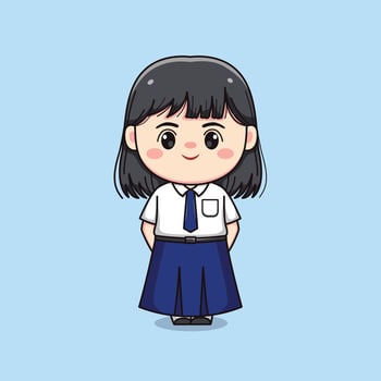 cute junior high school student girl chibi kawaii vector