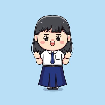 cute junior high school student girl feeling proud chibi kawaii vector