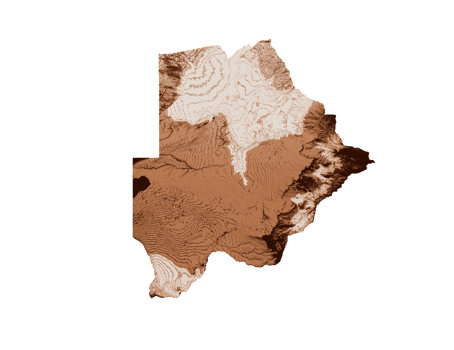 Map of Botswana in old style, brown graphics in a retro style Vintage Style. High detailed 3d illustration png