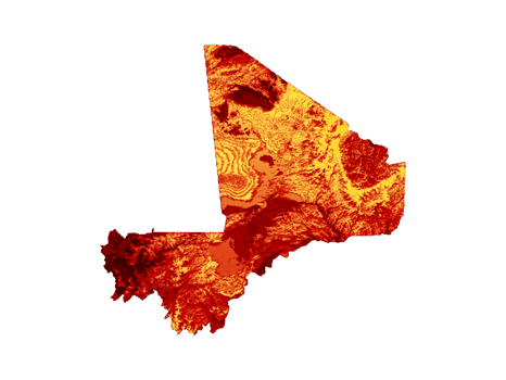 Mali map with the flag Shaded relief map 3d illustration png