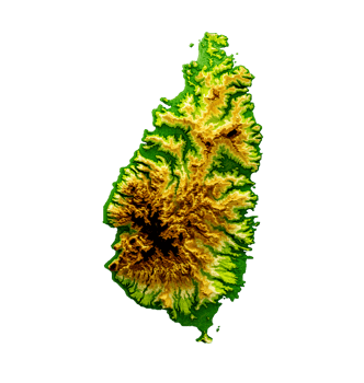 Saint Lucia Map Shaded relief Color Height map  3d illustration png
