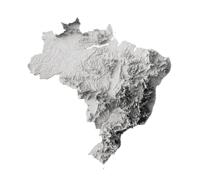 Relief map of Brazil Grey Color Modern minimal Map 3d illustration png