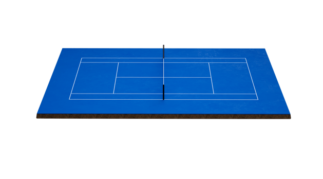 Aerial view of blue tennis court 3d illustration png