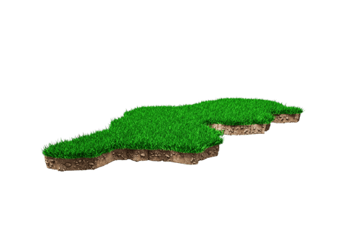 Tunisia map soil land geology cross section with green grass and Rock ground texture 3d illustration png