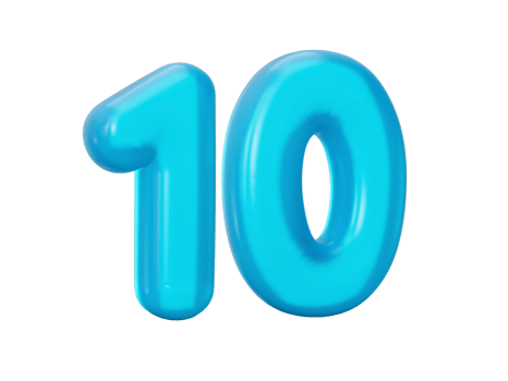 Blue jelly digit 10 Ten Jelly colorful alphabets numbers for kids 3d illustration png