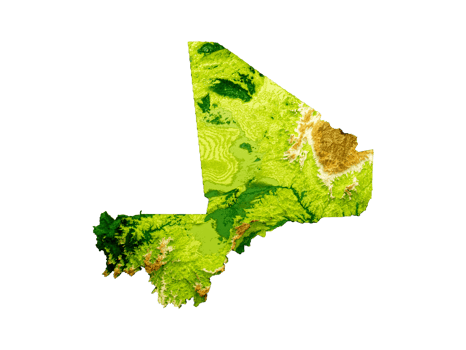 Mali Map Shaded relief Color Height map 3d illustration png