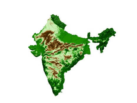 India Topographic Map 3d realistic map Color 3d illustration png