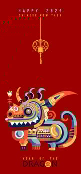 Chinese New Year 2024, year of the Dragon. Chinese zodiac dragon in  flat modern style , isolated background vector, Translate Happy New Year vector