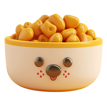 AI generated Cute dog face shape dog food container, 3d design. Suitable for petshop and design elements png