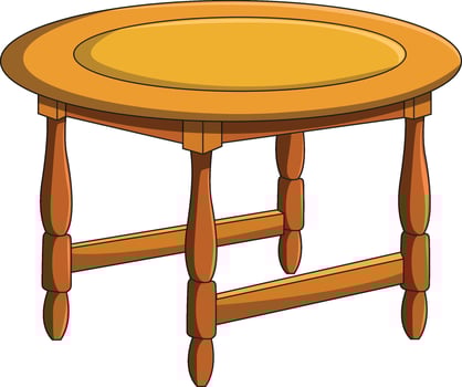 A round wooden table isolated vector illustration
