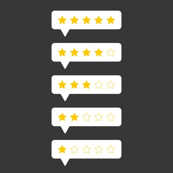 Star rating vector in flat style design isolated on background. Feedback, Review, and rate us concept.