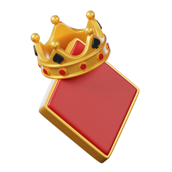 Diamonds poker symbol with crown isolated. Casino and gambling icon. 3D illustration png