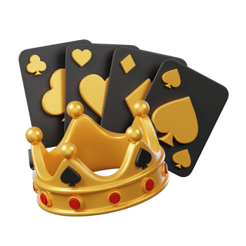 Set of poker playing cards with crown isolated. Casino and gambling icon. 3D illustration png