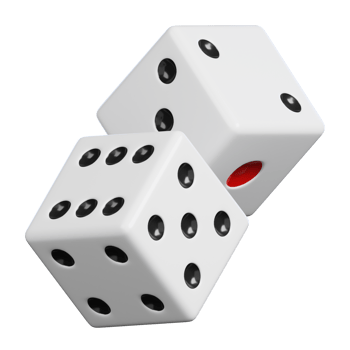 Dice cube isolated on black background. Casino and gambling icon. 3D illustration png