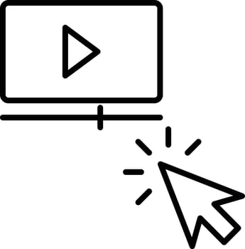 click play Outline vector illustration icon