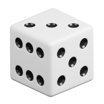 Dice cube isolated on black background. Casino and gambling icon. 3D illustration png