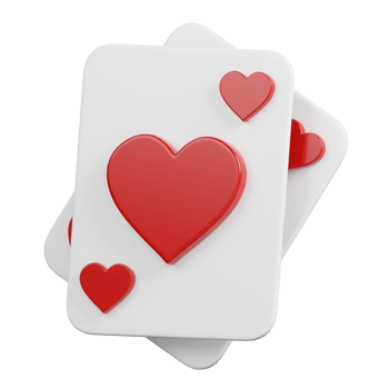 Playing cards hearts isolated. Casino and gambling icon. 3D illustration png