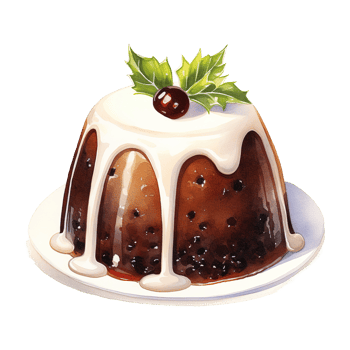 AI generated Christmas Pudding, Foods Illustration. Watercolor Style. AI Generated png
